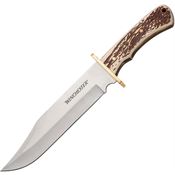 Winchester 6220055W XL Stag Bowie 13.75in Satin Fixed Blade Knife Imitation Stag Handles