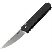 Boker 01BO254 Auto Kwaiken Compact Button Stonewash Knife Black Handles