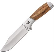 Browning 0537B Sage Creek Satin Clip Point Fixed Blade Knife Zebra Handles