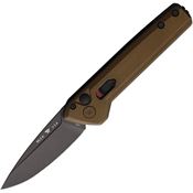 Buck 838BRS1 Auto Deploy Button Lock Gray Knife Bronze Handles