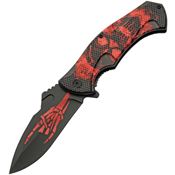 China Made 300591RD Skull Linerlock Knife Red