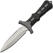 China Made 211124GY Gray Star Neck Satin Fixed Blade Knife Black Handles