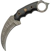 Damascus 1344BK Talon Karambit Damascus Fixed Blade Knife Black Handles