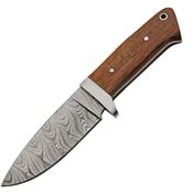 Damascus 1335 Hunter Damascus Fixed Blade Knife Brown Wood Handles