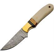 Damascus 1340 Autumn Hunter Damascus Fixed Blade Knife Bone Handles