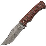 Damascus 1326 Magma Hunter Damascus Fixed Blade Knife Black/Red Micarta Handles