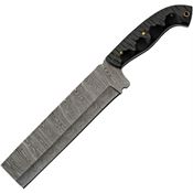 Damascus 1332 Slate Cleaver Damascus Fixed Blade Knife Black Handles