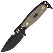 DPx Gear HSX113 HEST Original Black Fixed Blade Knife Green Handles