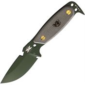 DPx Gear HSX114 HEST Original OD Green Fixed Blade Knife Green Handles