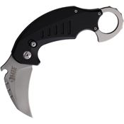 Elite Tactical DR016 Sabretooth Rapid Lock Bead Blast Folding Knife Black Handles