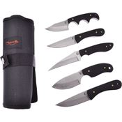 Frost OC01BPW Hunting Satin Fixed Blade Knife Set Black Handles