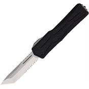 Heretic 0402B Auto Colossus OTF Tanto Serrated Satin Knife Black Handles