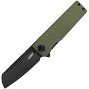 Kubey 317C Sailor Black Stonewashed Linerlock Knife OD Green Handles