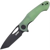 Kubey 159E Dugu Black Stonewashed Linerlock Knife Jade Handles