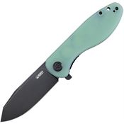 Kubey 358D Master Chief Black Linerlock Knife Jade Handles