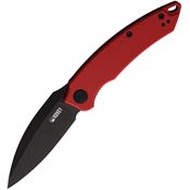 Kubey 333B Leaf Black Stonewashed Linerlock Knife Red Handles