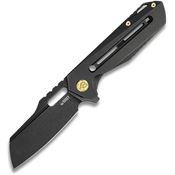 Kubey 290B Atlas Black Stonewashed Framelock Knife Black Stonewashed Handles