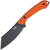 Kubey 302B Perses Outdoor Survival Black Stonewash Fixed Blade Knife Orange Handles