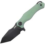 Kubey 230D Golf EDC Black Stonewash Fixed Blade Knife Jade Handles