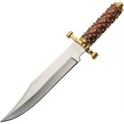 Pakistan 203436 Studded Bowie Satin Fixed Blade Knife Brownwood Handles