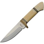 Pakistan 8036 Celtic Satin Fixed Blade Knife White Bone Handles