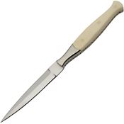 Pakistan 8037BO Thin Filework Dagger Satin Fixed Blade Knife White Bone Handles