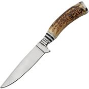 Pakistan 203455 Hunter Satin Fixed Blade Knife Stag Bone Handles