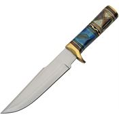 Pakistan 203467 Thunder Satin Fixed Blade Knife Blue and Brown Bone Handles