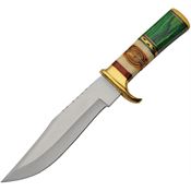 Pakistan 203470 Forest Burn Satin Fixed Blade Knife Green and Burnt Bone Handles