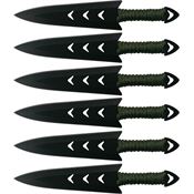 Perfect Point RC0406 Throwing Black Fixed Blade Knife Set Green Handles