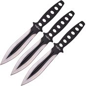 Perfect Point RC1363 Throwing Edge Fixed Blade Knife Set Black Handles
