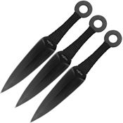 Perfect Point 8693 Throwing Black Fixed Blade Knife Set Black Handles
