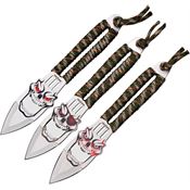 Perfect Point 1353 Throwing Satin Fixed Blade Knife Set Camo Handles