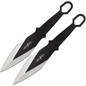 Perfect Point 1302 Throwing Edge Fixed Blade Knife Set Black Stainless Handles