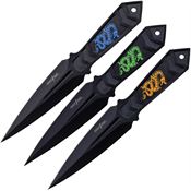 Perfect Point 1333 Throwing Black Fixed Blade Knife Set Black Stainless Handles