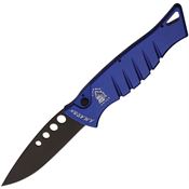 Piranha 3BT Auto Amazon Black Button Lock Knife Blue Handles