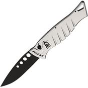 Piranha 3ST Auto Amazon Black Button Lock Knife Silver Handles