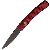 Piranha 15RT Auto Virus Black Button Lock Knife Red Handles