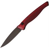 Piranha 16RT Auto DNA Black Button Lock Knife Red Handles