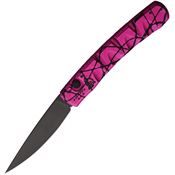 Piranha 15PKT Auto Virus Black Button Lock Knife Pink Camo Handles