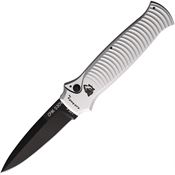 Piranha 6ST Auto Bodyguard Black Button Lock Knife Silver Handles