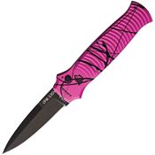 Piranha 6PKT Auto Bodyguard Tactical Black Knife Pink Handles