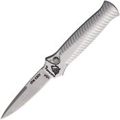 Piranha 7S Auto Miniguard Stonewashed Button Lock Knife Silver Handles