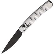 Piranha 15ST Auto Virus Black Button Lock Knife Silver Handles