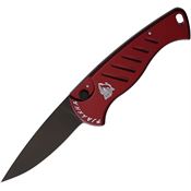 Piranha 2RT Auto Fingerling Black Button Lock Knife Red Handles