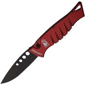 Piranha 3RT Auto Amazon Black Button Lock Knife Red Handles