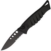 Piranha 3BKTS Auto Amazon Black Part Serrated Button Lock Knife Black Handles