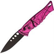 Piranha 3PKT Auto Amazon Black Button Lock Knife Pink Camo Handles