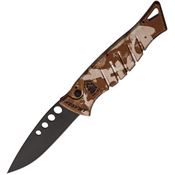 Piranha 3CT Auto Amazon Black Button Lock Knife Camo Handles