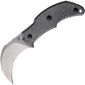 Bastinelli Creations 256 The Primal Stonewash Fixed Blade Knife Black Micarta Handles